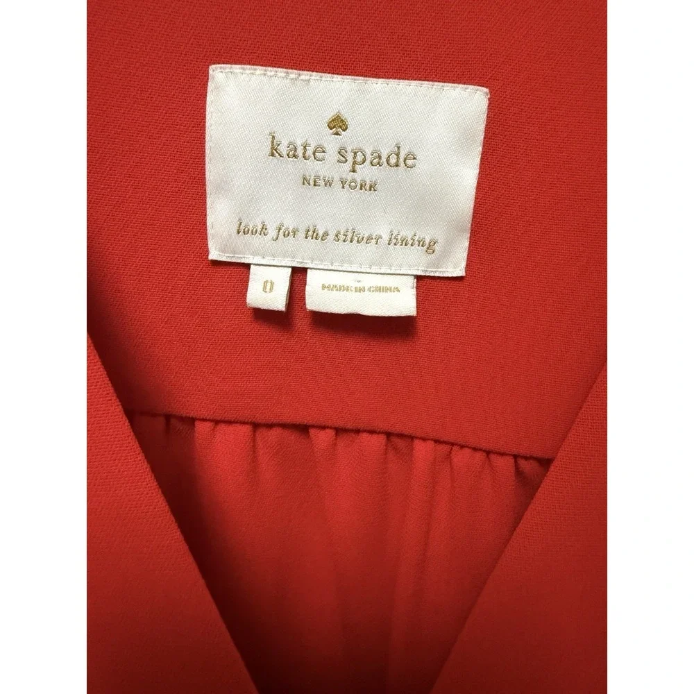 Kate Spade New York Red Empire Waist Long Sleeve V-Neck‎ Dress Size 0